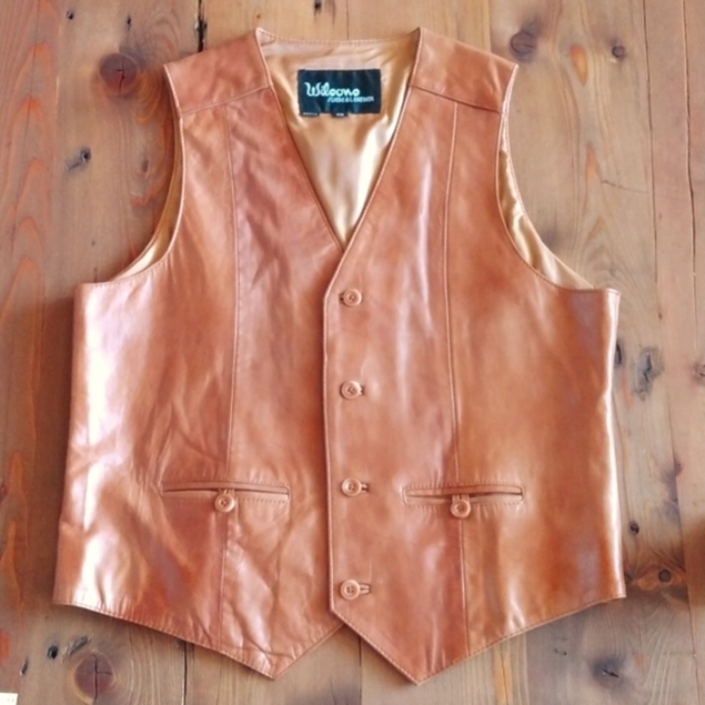 Wilson Genuine Leather Men's Vest RARE size 46 XL Cognac